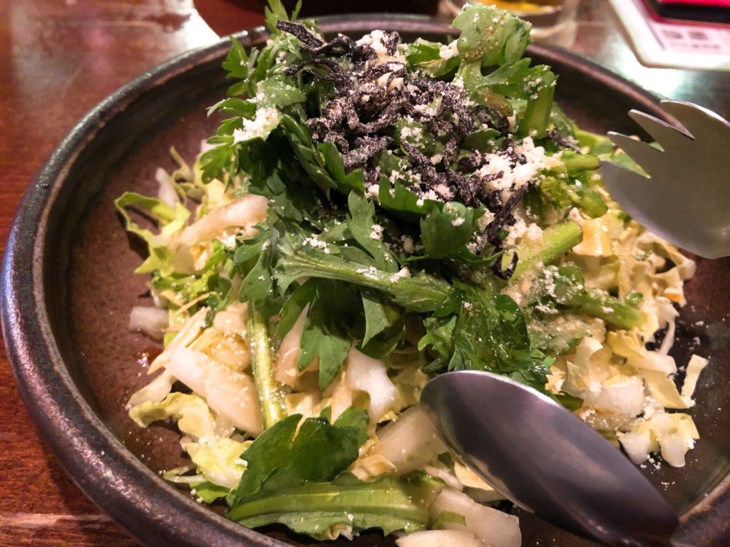 炉とマタギのサラダ