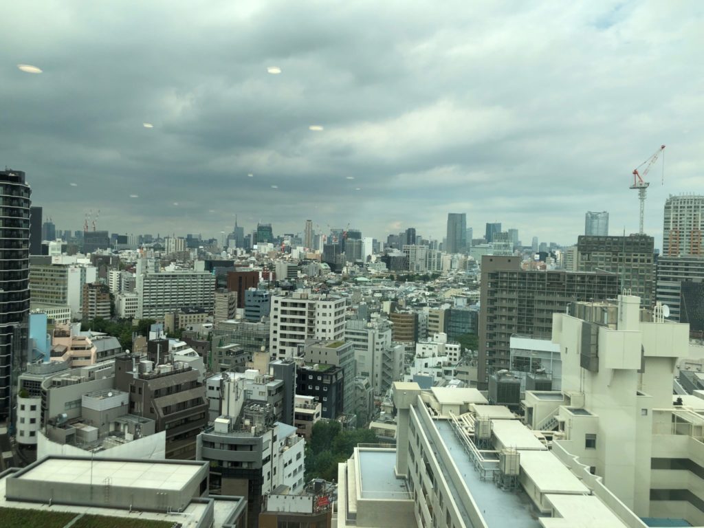 渋谷区役所の展望台の眺め(スカイツリー、東京タワー側)