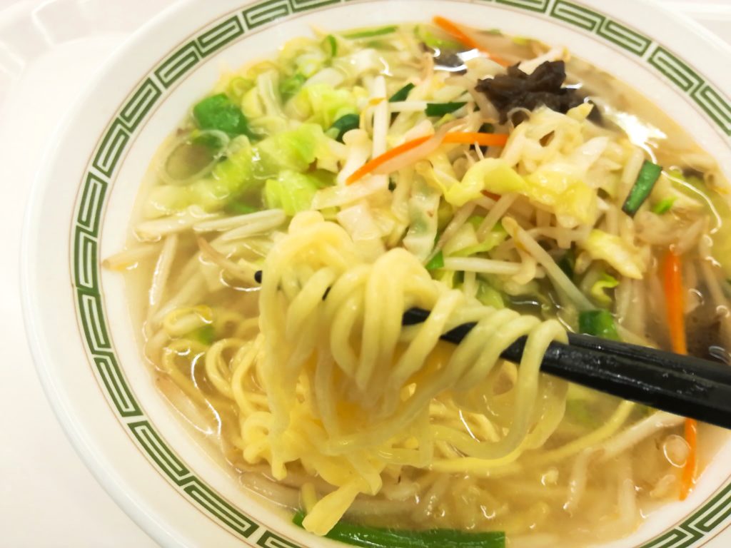 香苑レストランの野菜スープそば（タンメン）