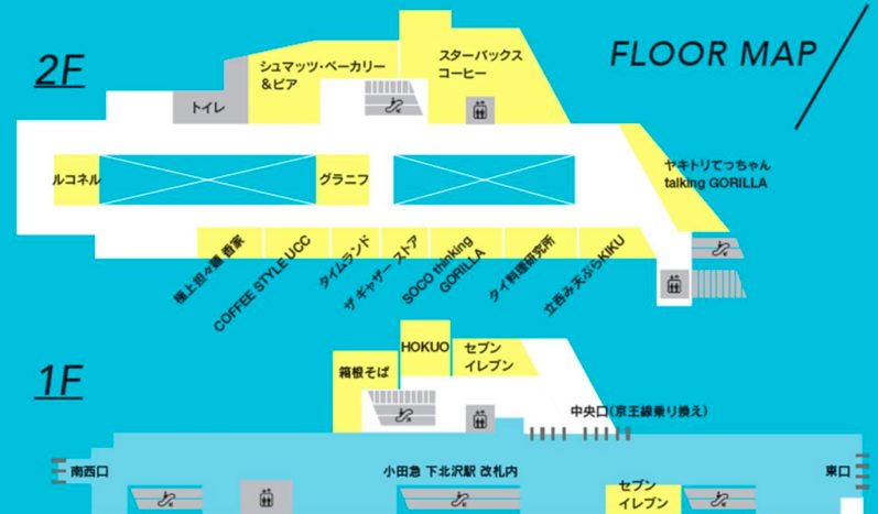 シモキタエキウエのフロアマップ