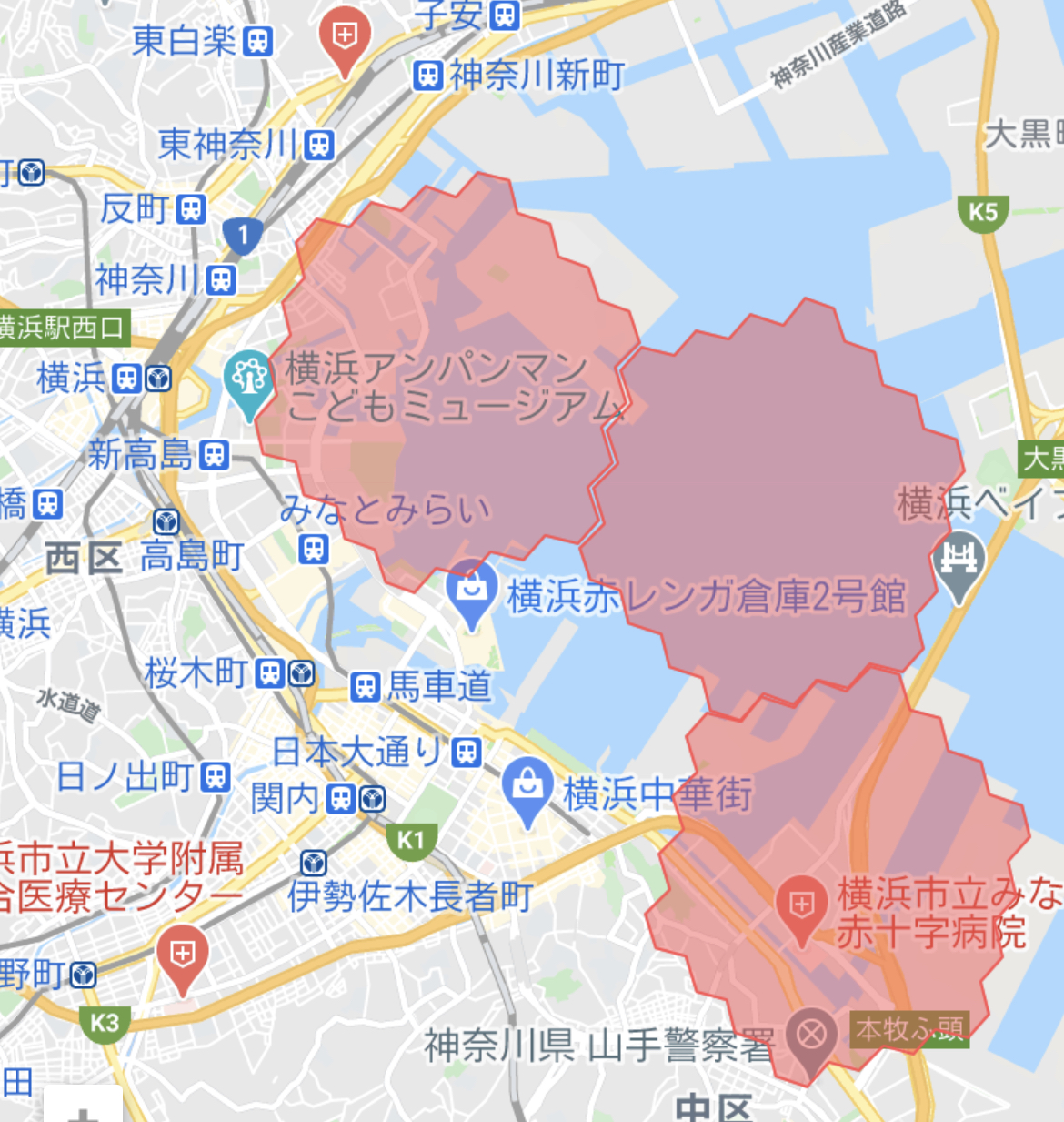 横浜|menu(デリバリーアプリ)の配達エリア
