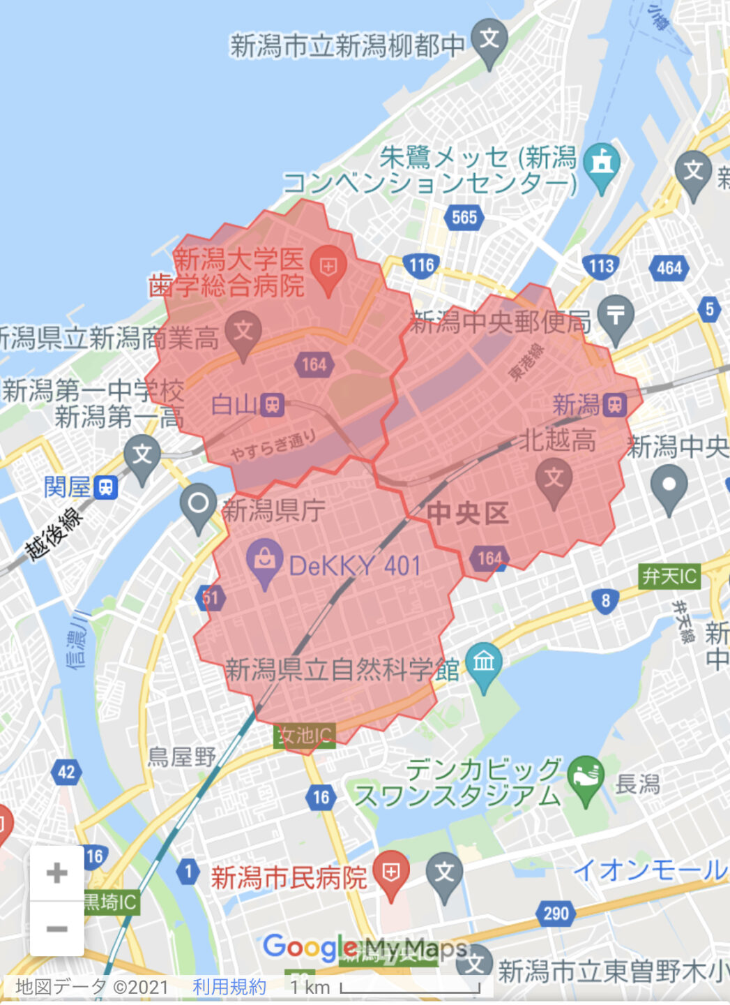 【menu新潟】の配達エリア