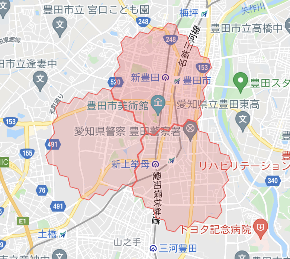 menu豊田市の配達エリア