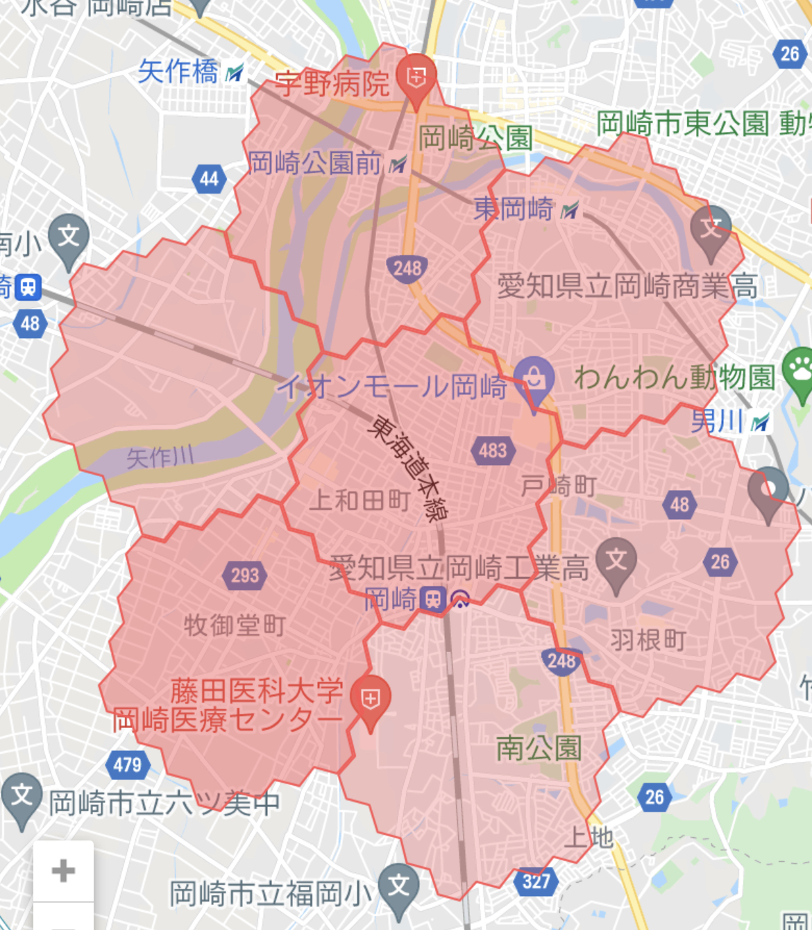 menu岡崎市の配達エリア