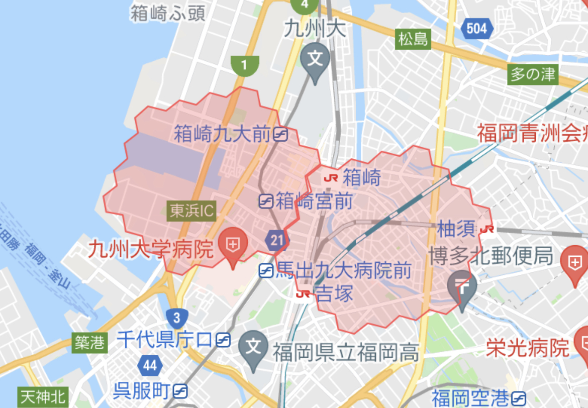 【menu福岡】の配達エリア