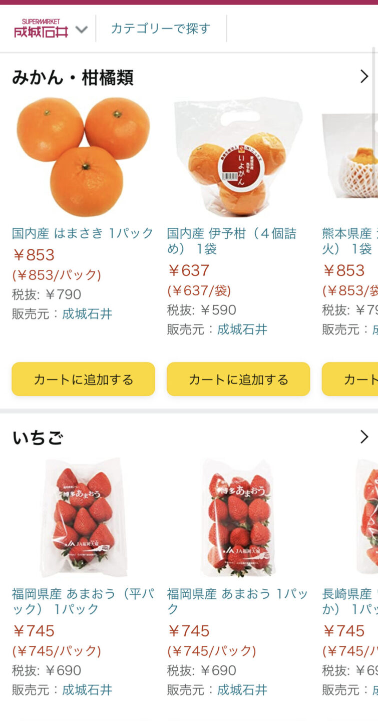 成城石井ネットスーパーの商品カテゴリー　果物