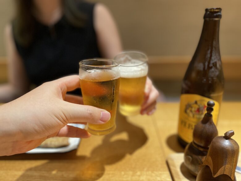 一二三（ひふみ）松陰神社前でビール