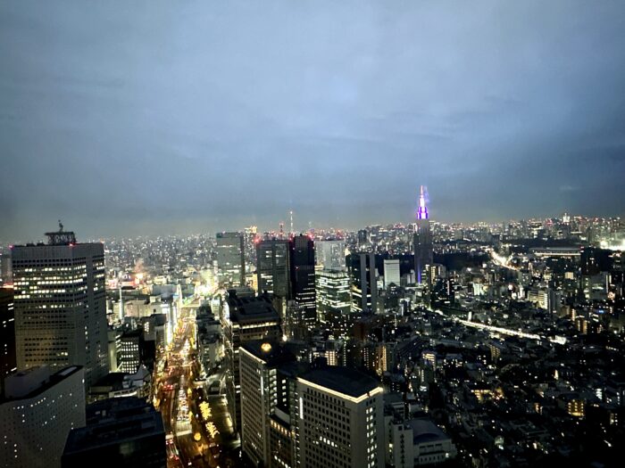 パークハイアット東京の43階パークビュールーム4307からの眺め